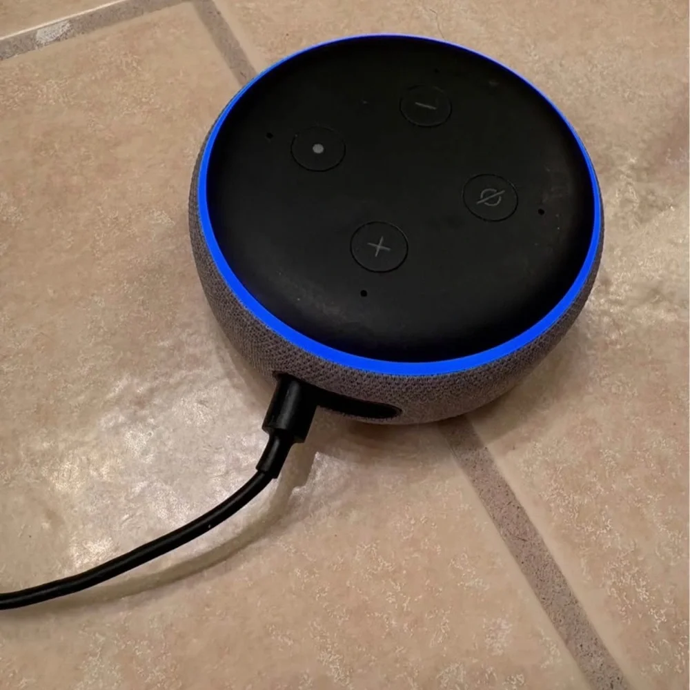 Amazon Echo Dot in Black and Gray with Adapter